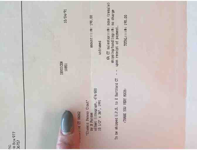 Authentic 'Classic Fenway Clout' Lithograph by Bill Purdom