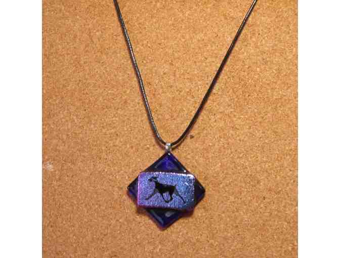 Fused glass necklace - trotting Doberman