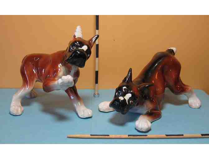 Pair of vintage Boxer puppy figurines