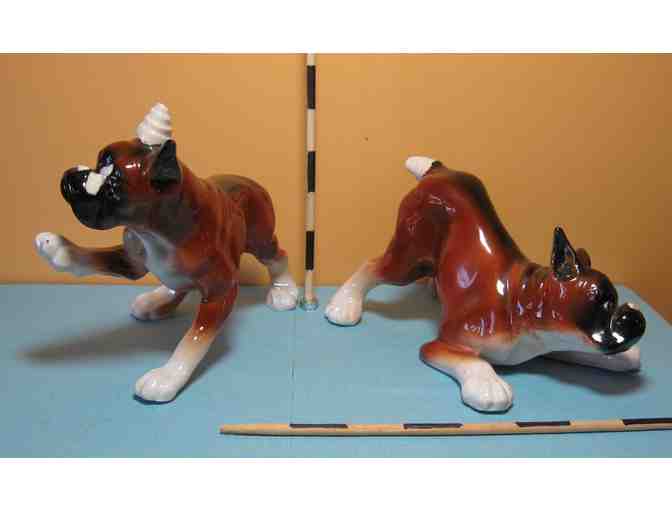 Pair of vintage Boxer puppy figurines