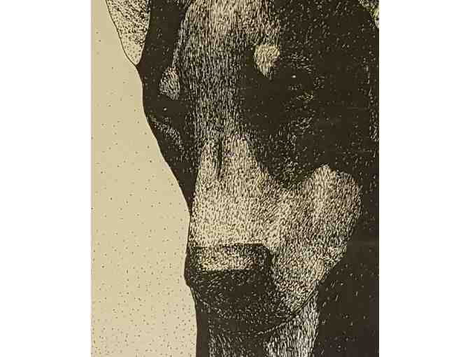 Limited Edition Pen and Ink Print- Impressionist Study of Two Dobermans
