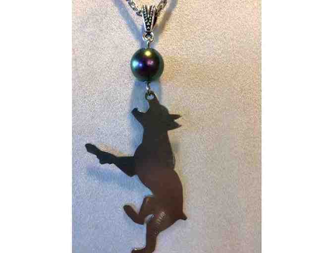 Doberman with Ball Necklace