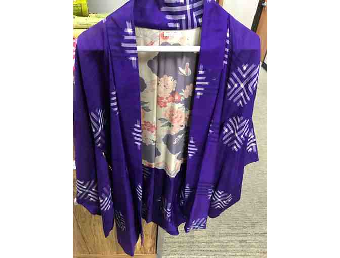 Elegant Purple Silk Kimono Jacket - Donated by Anne Klein