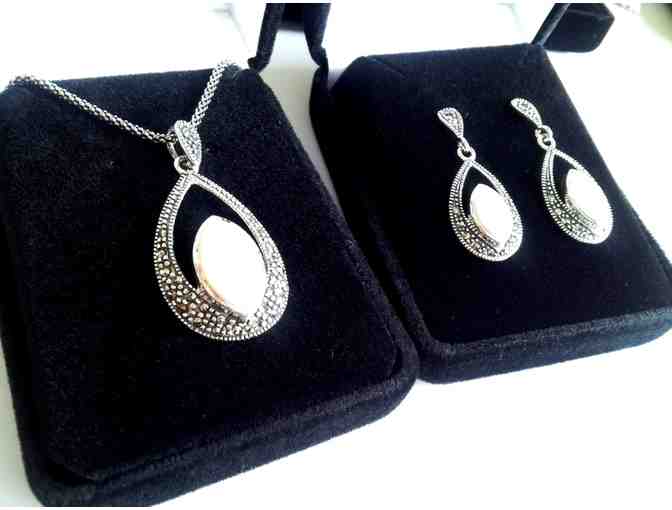Sterling Silver & Marcasite Earrings & Necklace