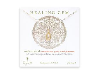 Rock Crystal Teardrop Healing Gem Sterling Silver Necklace