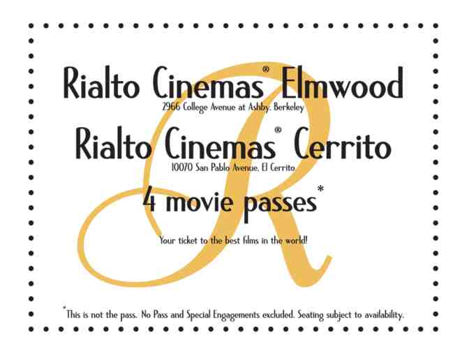 Two Passes to Rialto Cinemas in Berkeley or El Cerrito