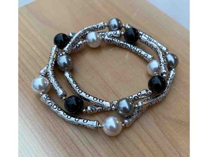 Swarovski Pearl and Pewter Black, Grey and White Bracelet by Special Sparkle