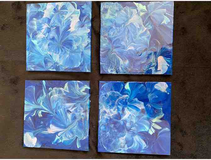 Hand-Poured Acrylic Coasters in Blue