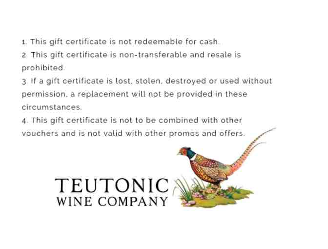 $100 Teutonic Wine Company Gift Certificate