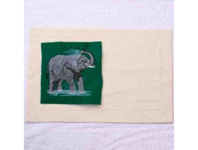 Dinner For One Hand Embroidered Elephant Placemat + Elephant Mug