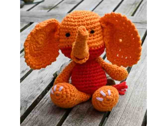Hand-crocheted Amigurumi Elephant  -  Orange/Red