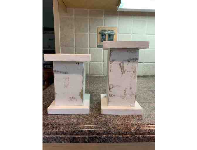 Rustic Farmhouse Candle Stands - Set of 2