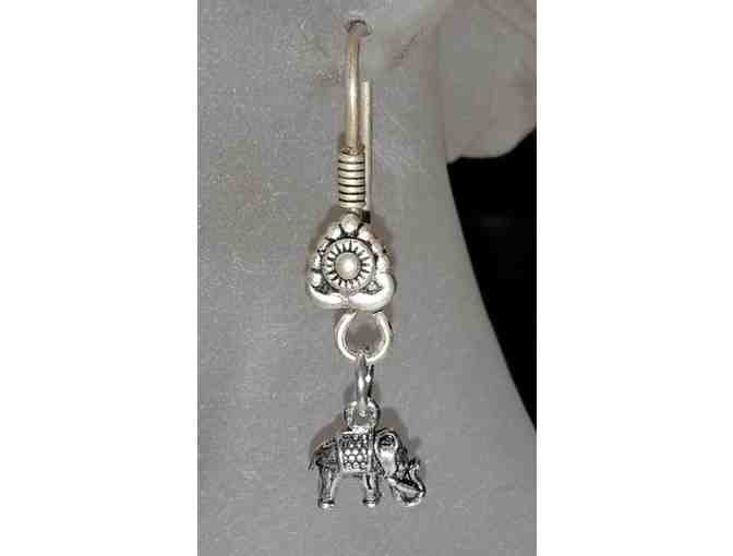 Sterling Silver Elephant Bracelet + Earrings