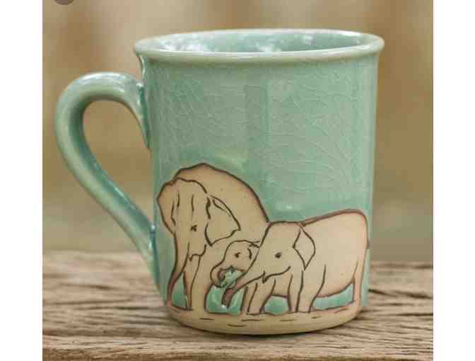 Elephant Nature Park Coffee + 2 Thai Celadon Pottery Mugs