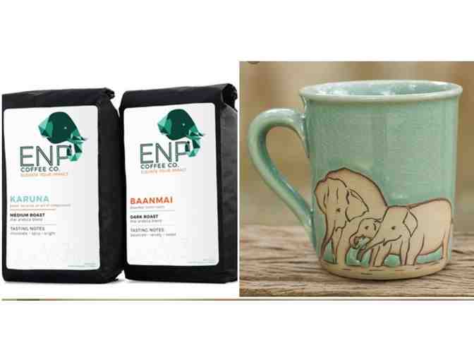 Elephant Nature Park Coffee + 2 Thai Celadon Pottery Mugs