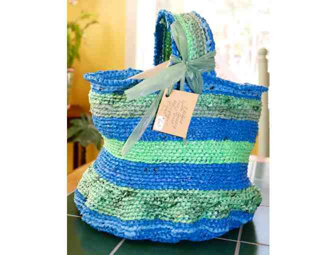 Upcycled Plastic Tote - Blue/Green