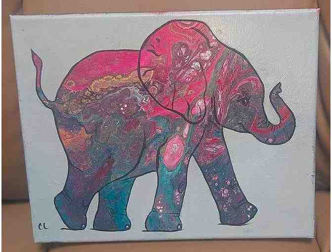 Baby Elephant Acrylic Paint Pour - Original