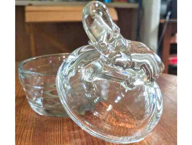 Two Glass Elephant Covered Dishes