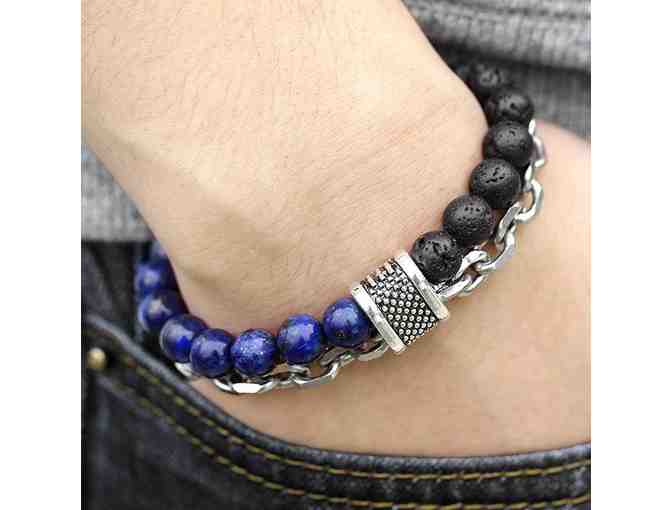 Men's Natural Stone+Stainless Steel Beaded Bracelet