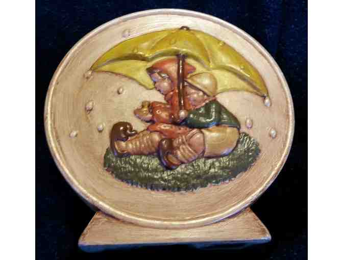 Handpainted Hummel-Style Rainy Day-Sunny Day Ceramic Bank