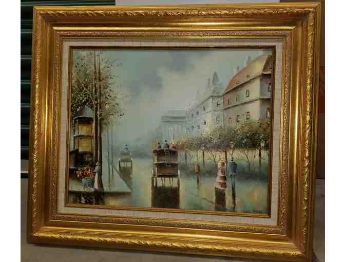 Framed Oil Painting 'Rainy Night in Paris' by John Atlas