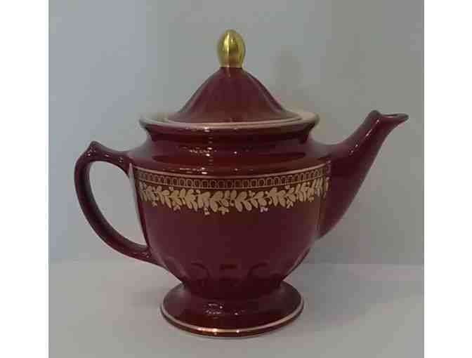 Hall Centennial Teapot Maroon Gold Trim