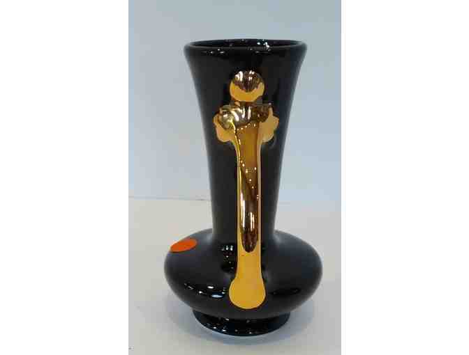 Pearl China, Black & Gold Bud Vase, Hand Painted