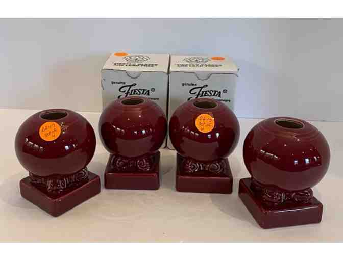 Homer Laughlin Fiesta Cinnabar Round Candle Holder, 4 pcs in Boxes