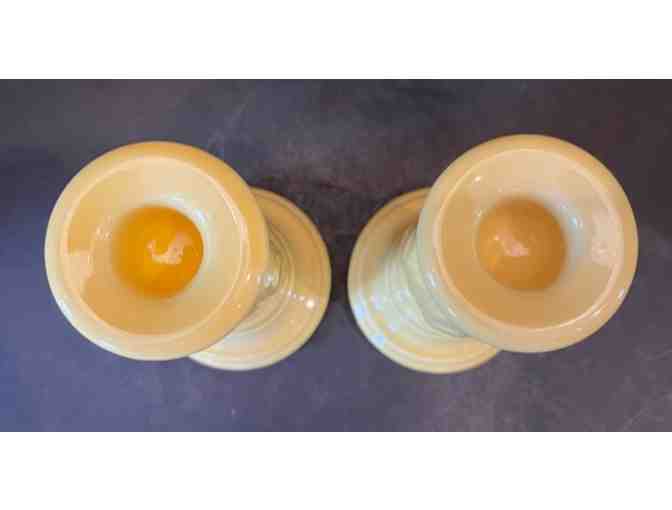 Homer Laughlin Fiesta Y-2K Yellow Candle Holder 2 pc.
