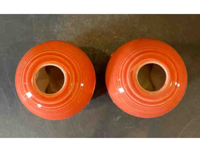 Homer Laughlin Fiesta Persimmon Round Candle Holder, 2 pcs in Boxes