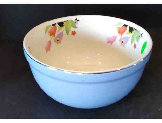 Hall China Light Blue Serving Bowl with Crocus Flowers