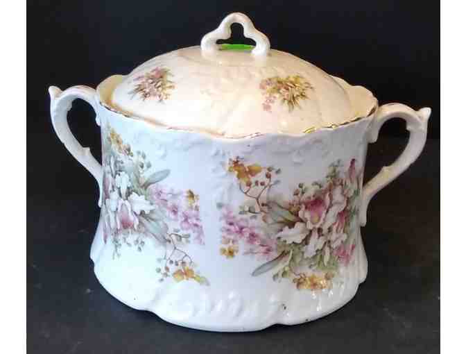Sterling China White Covered Serving Bowl Floral Pattern