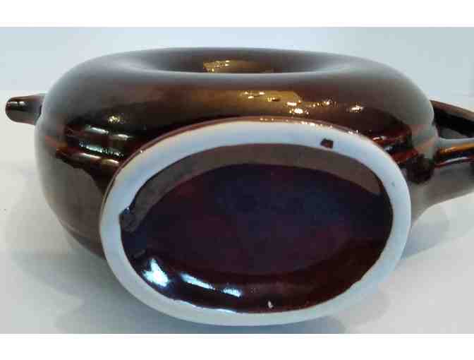 Hall China Donut Teapot Antique Brown Drip with Lid