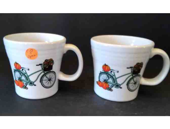 FTC Fiesta White Tapered Mugs (2 pcs) Bicycle & Pumpkin