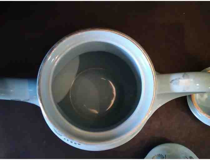 Pearl China Blue Coffee Pot + Sugar