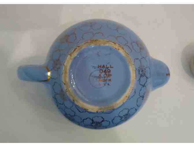 Hall China Teapot Blue & Gold