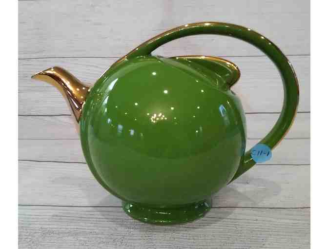 Hall China 1940 Airflow Emmerald Green & Gold Teapot
