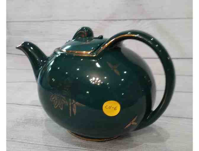 Hall China Hook Teapot Turquise & Gold 1940