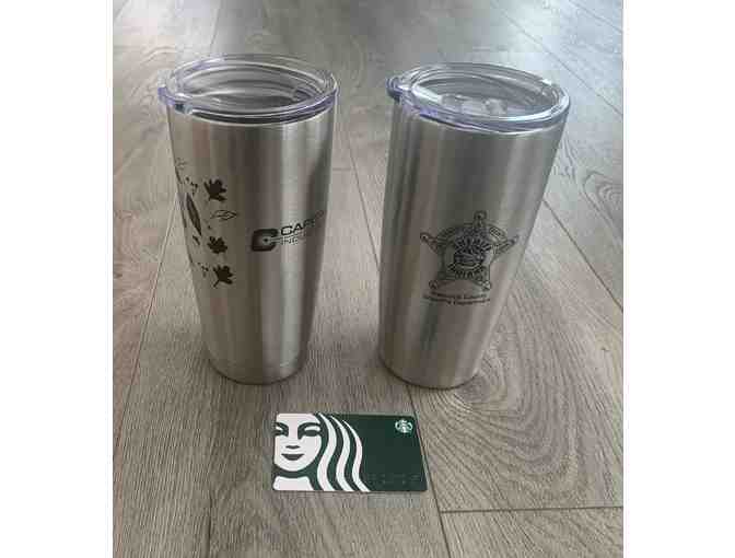 Starbucks Gift Card ($25)+ 2 stainless steel coffee tumblers