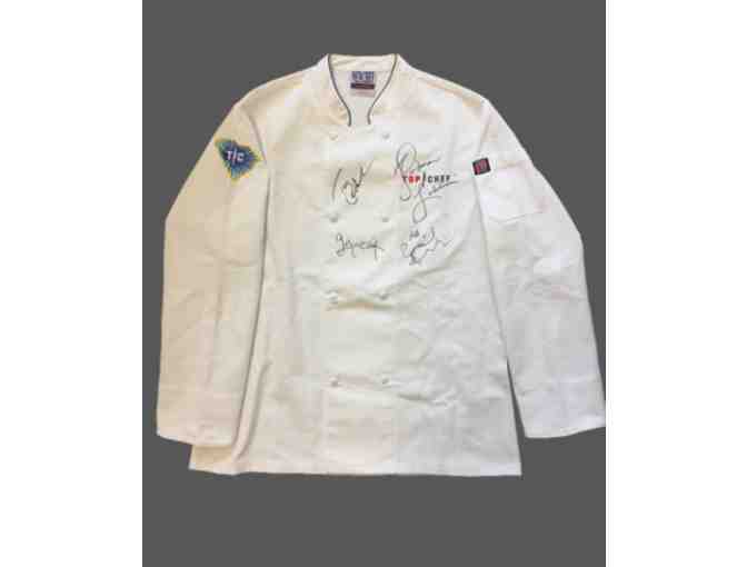 Top Chef Coat Autographed by Padma Lakshmi, Tom Colicchio, Gail Simmons and Graham Elliot