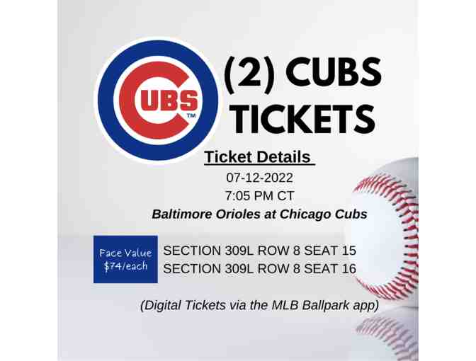 Attention Cubs Fans! Cubs Gift Basket w/Tix for 7-12-22 Home Game - Orioles @ Cubs