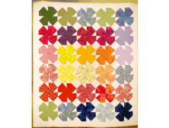 Rainbow Flowers - handmade quilt