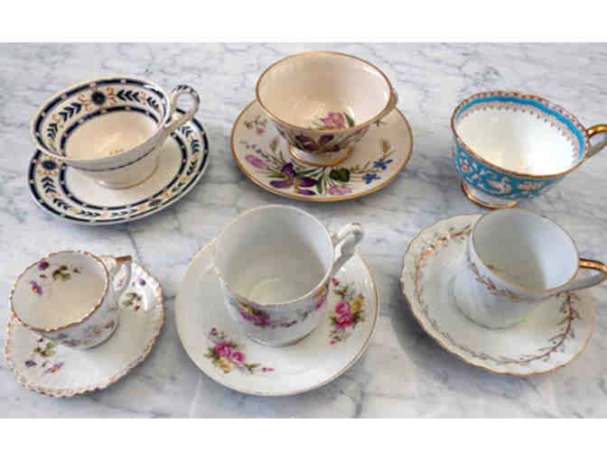 Assorted vintage teacups and saucers