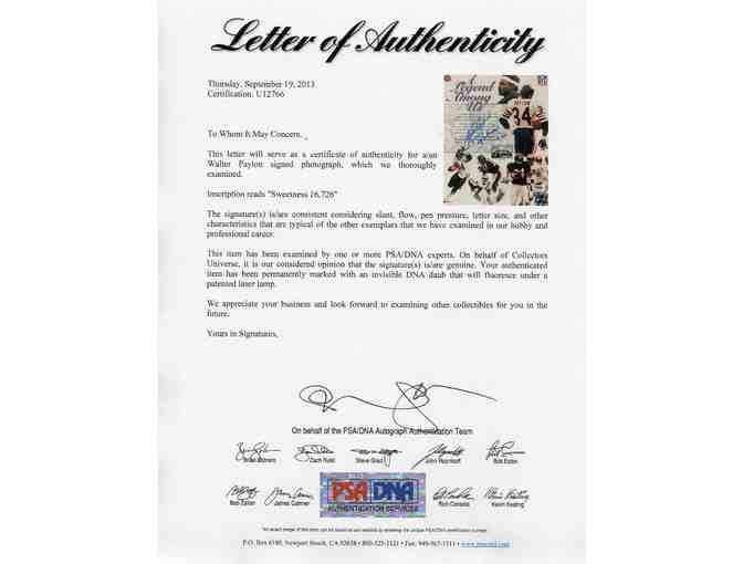 Walter Payton Chicago Bears PSA/DNA Certified Authentic Autographed 8x10 Photo