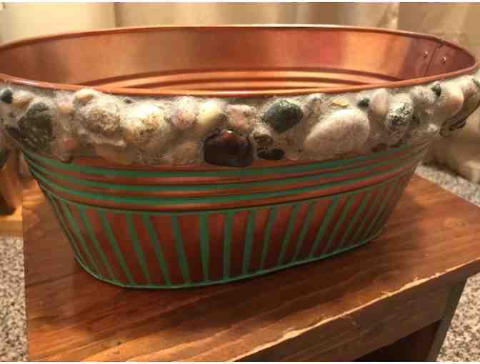 Copper Planter with Great Lakes Stones