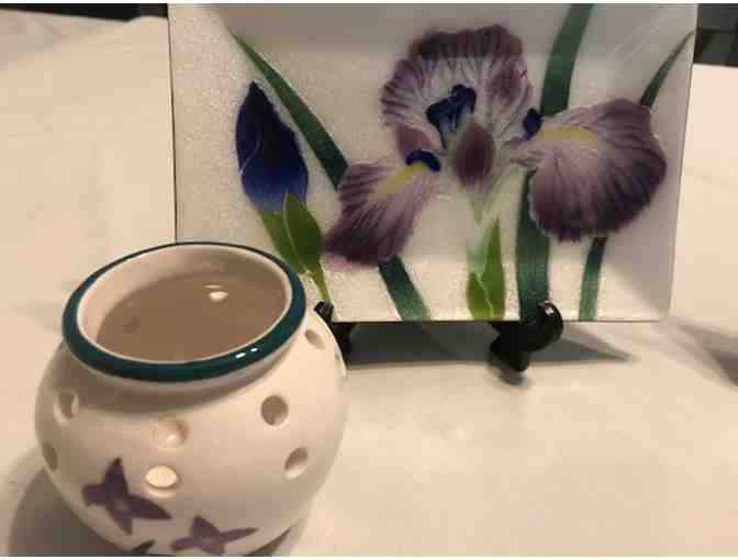 Iris Plates and votive holders