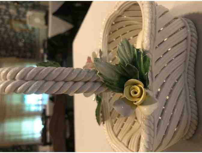 Capodimonte Italian Porcelain Handled Basket