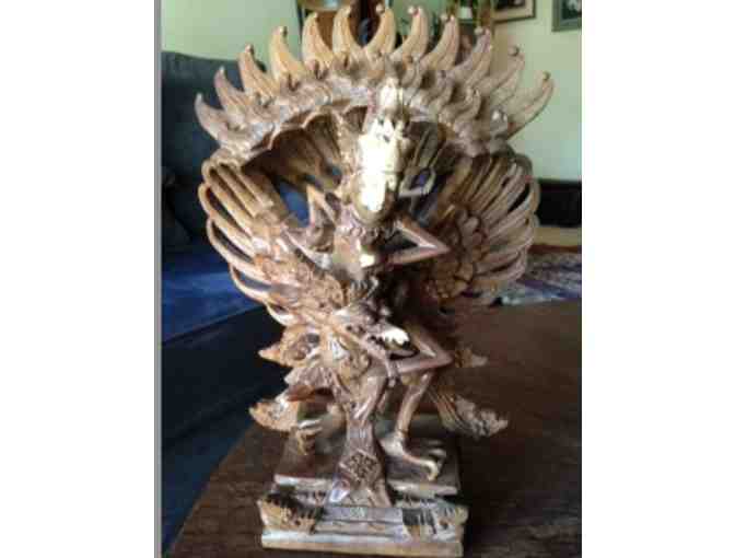 Handcarved Vishnu Riding on Garuda Wood Statue
