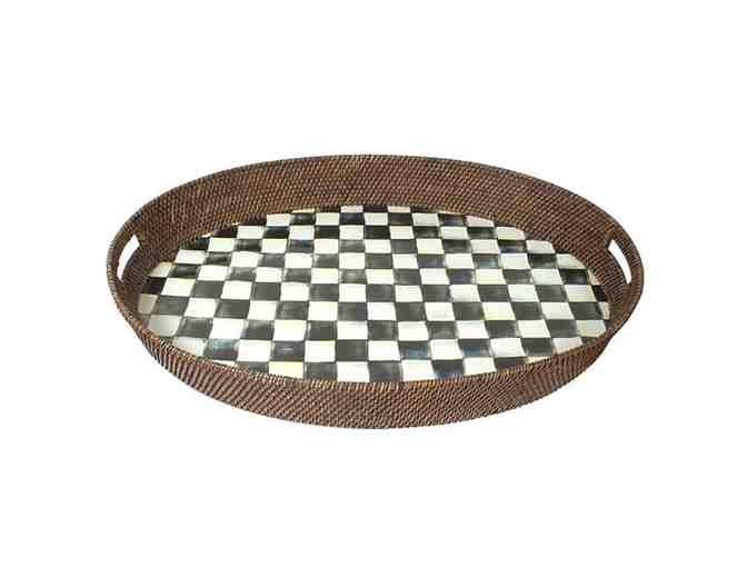 MacKenzie-Childs - Courtly Check Rattan & Enamel Party Tray