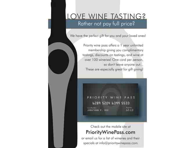 2 Priority Wine Passes for 1 year